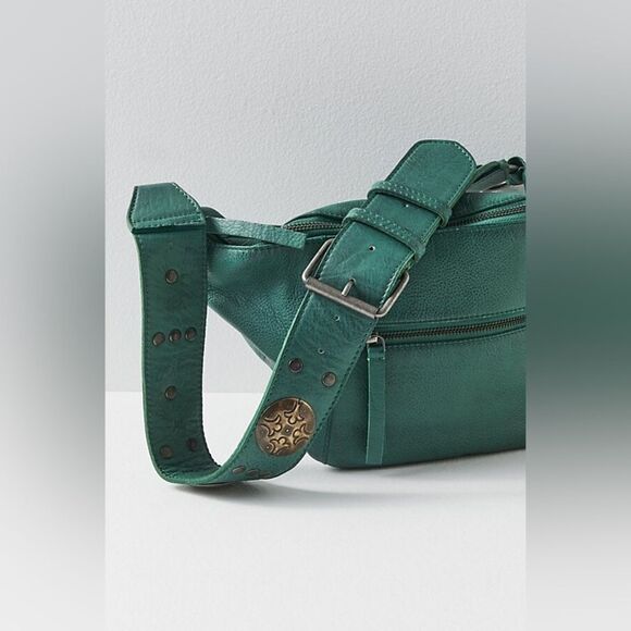 FREE PEOPLE WILDER EMBELLISHED SLING BAG GREEN - Picture 3 of 6